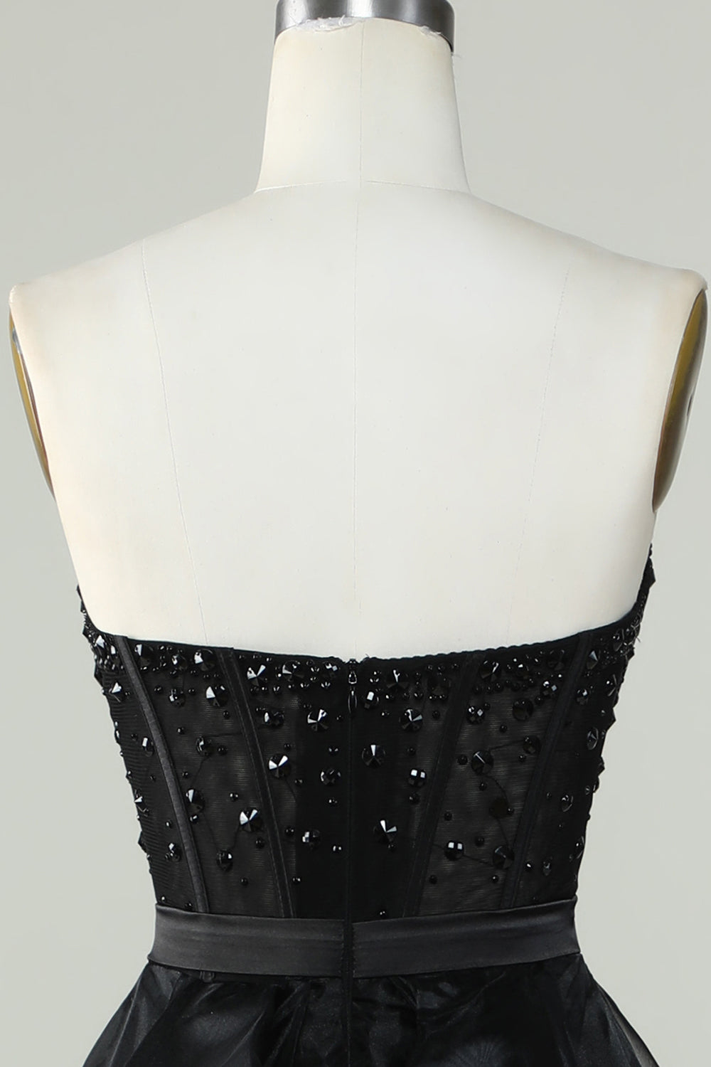 Sparkly Sweetheart Black Ball Gown Long Corset Formal Evening Dress with Beading