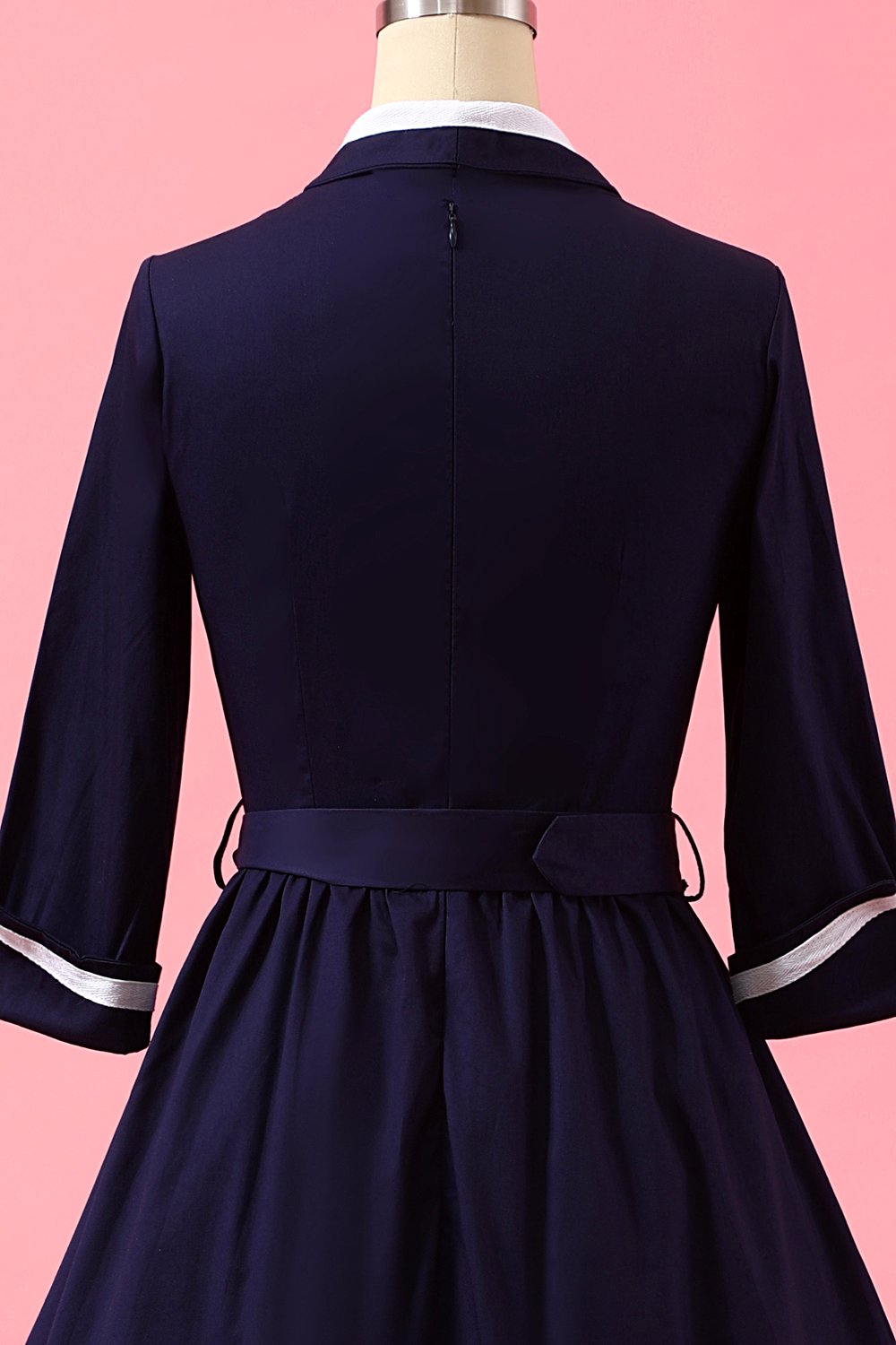 Navy Blue Patchwork V Neck Casual Wrap Dress