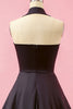 Load image into Gallery viewer, Black Patchwork V Neck Swing Party Dress