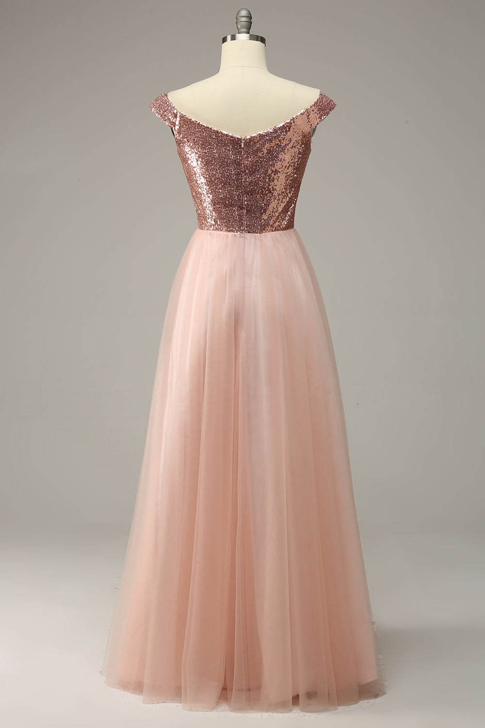 A Line Off the Shoulder Blush Plus Size Formal Dress