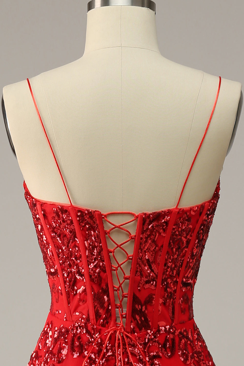 A Line Spaghetti Straps Burgundy Plus Size Formal Dress with Criss Cross Back