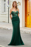 Dark Green Mermaid Formal Dress with Ruffles