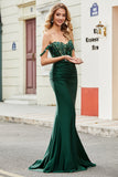 Dark Green Mermaid Formal Dress with Ruffles