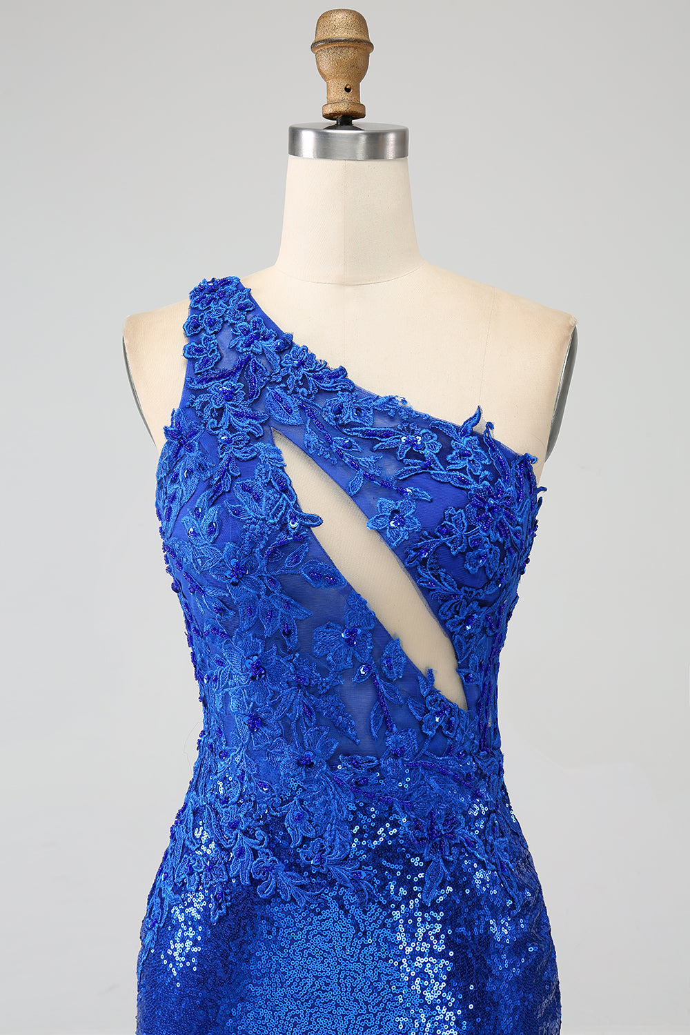 One Shoulder Royal Blue Mermaid Formal Dress with Slit