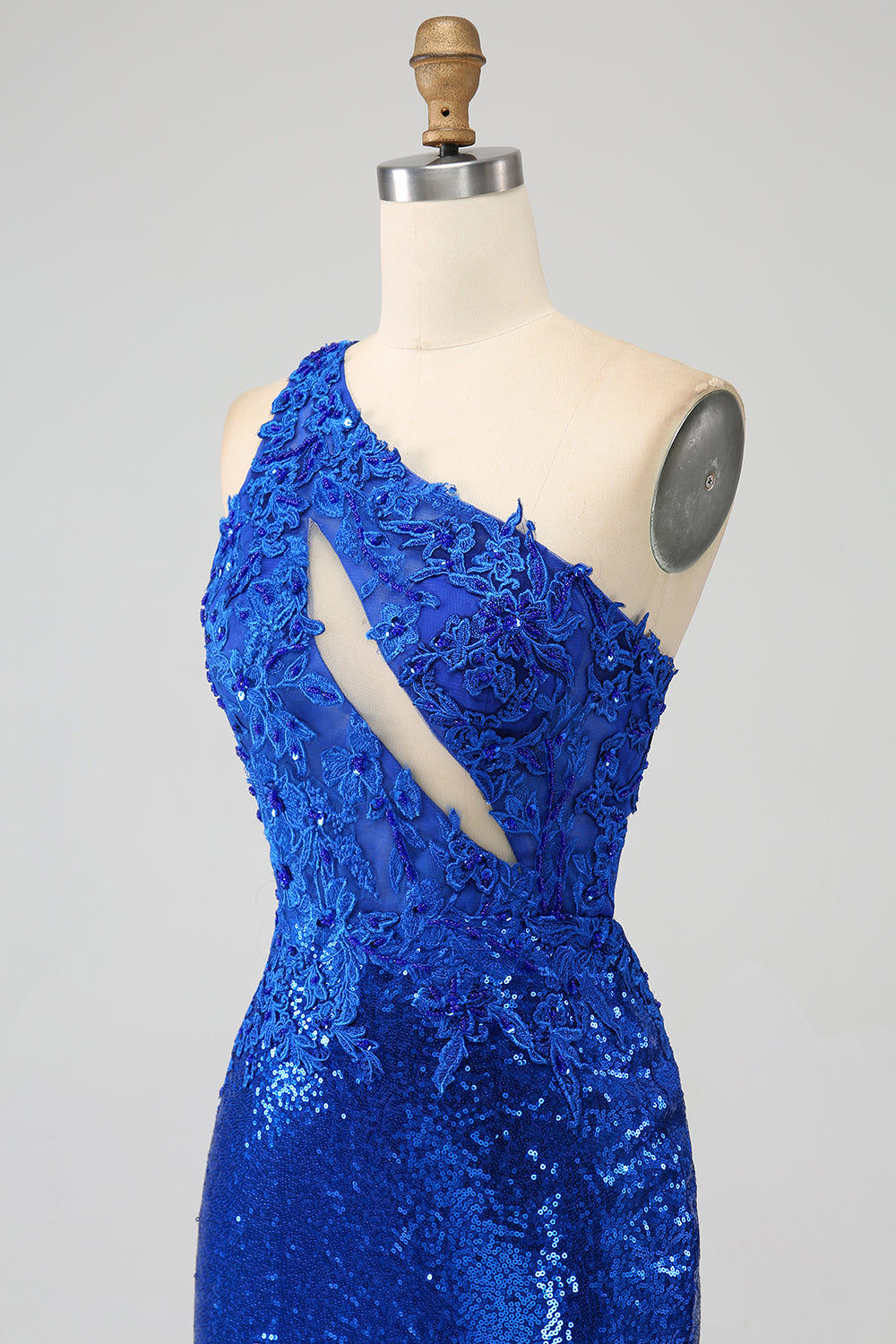 One Shoulder Royal Blue Mermaid Formal Dress with Slit