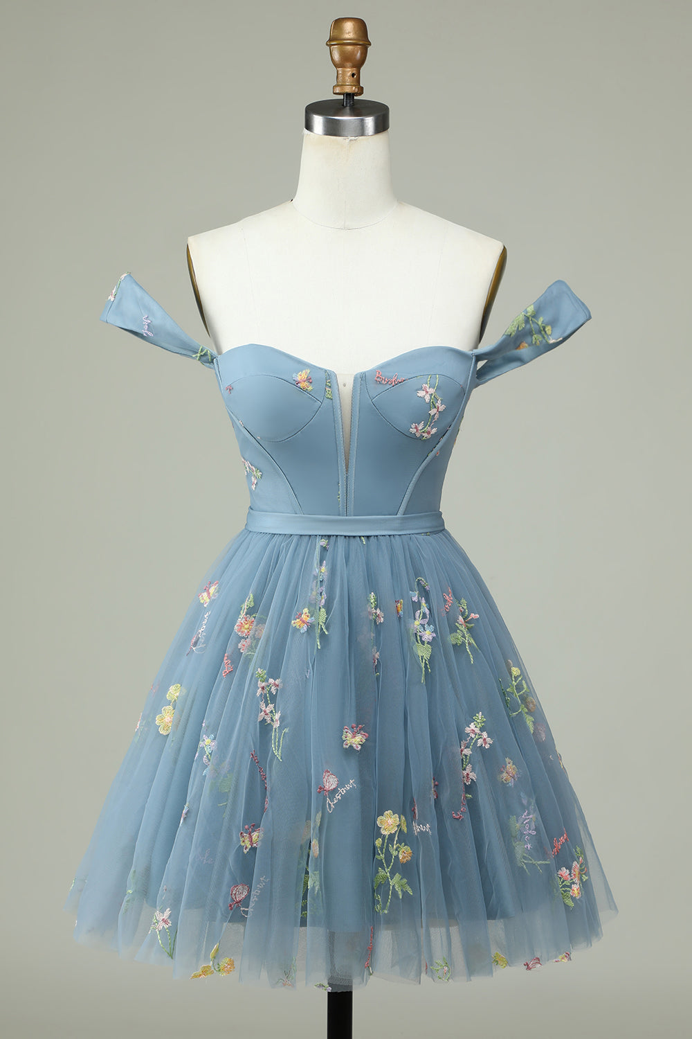 Black A Line Off the Shoulder Short Formal Dress