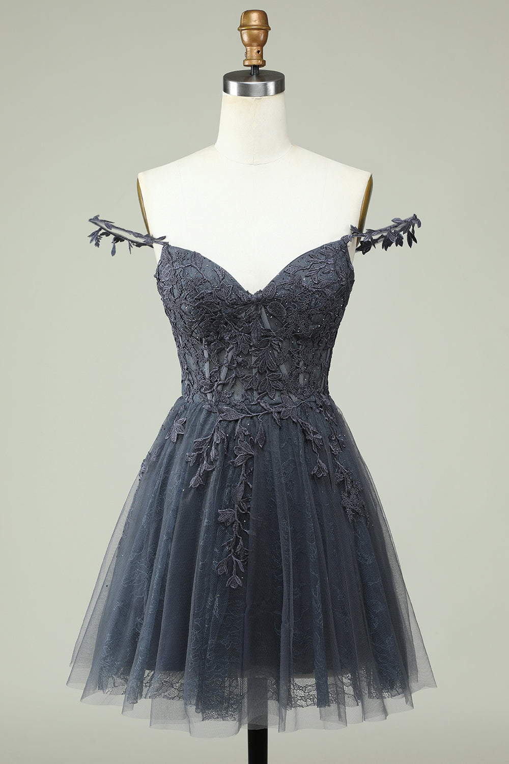 Unique A Line Spaghetti Straps Mint Short Formal Dress with Appliques