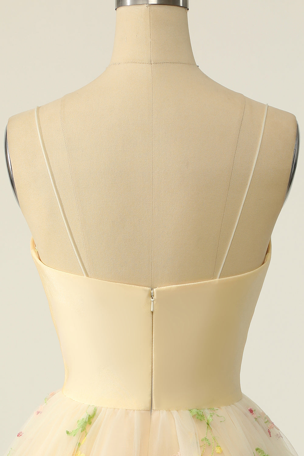 Champagne Tulle A-Line Cocktail Dress with Embroidery