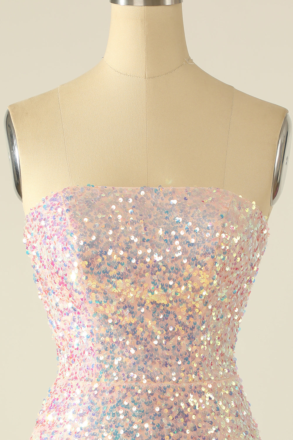 Sky Blue Sequin Short Formal Dress with Feathers