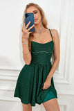 Dark Green Spaghetti Straps A-Line Short Formal Dress