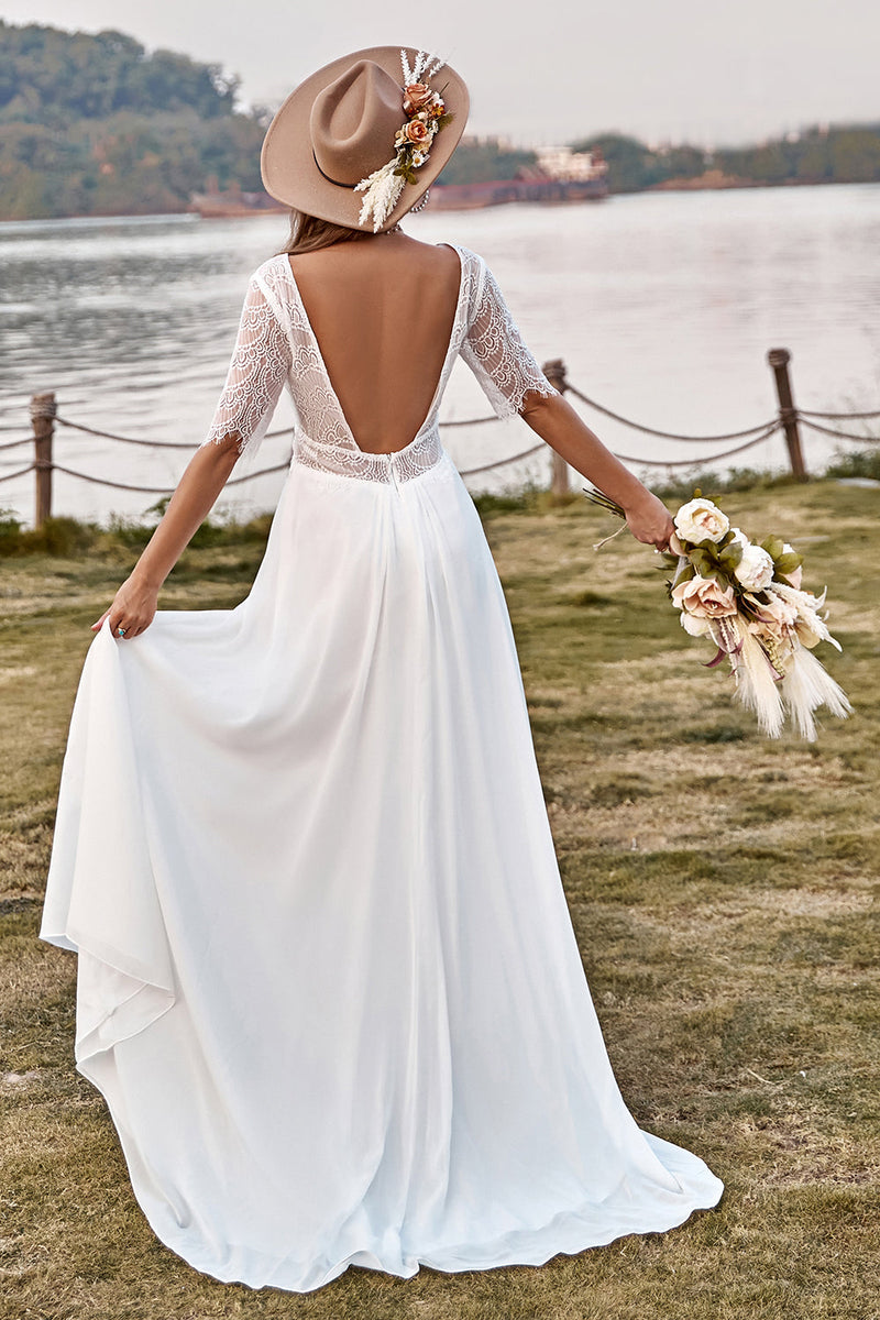 Chiffon hippie wedding sales dress