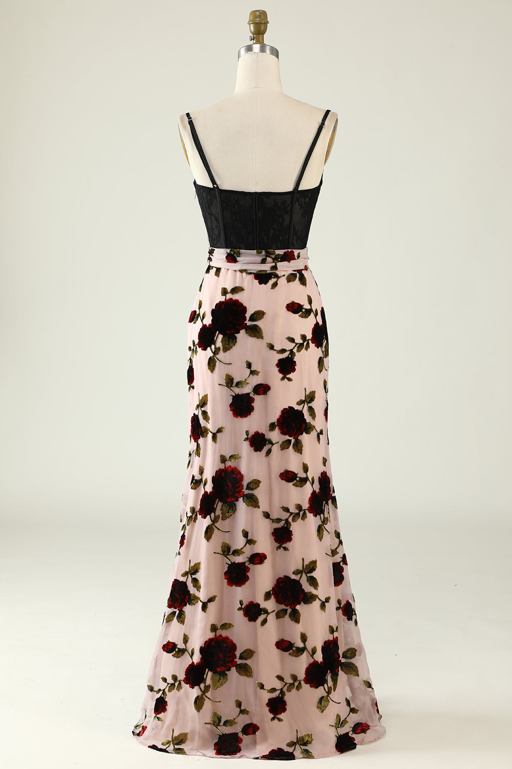 Floral Spaghetti Straps Formal Dress with Slit