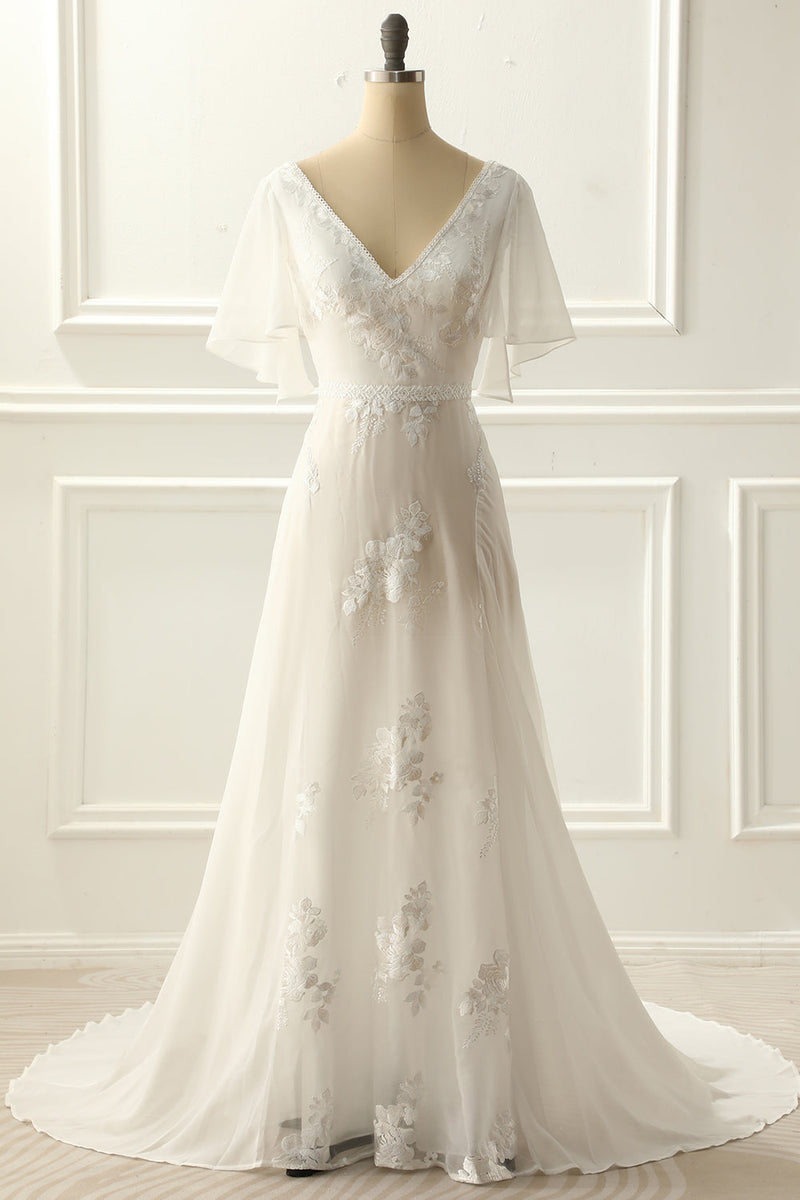 Butterfly sleeve clearance wedding dress