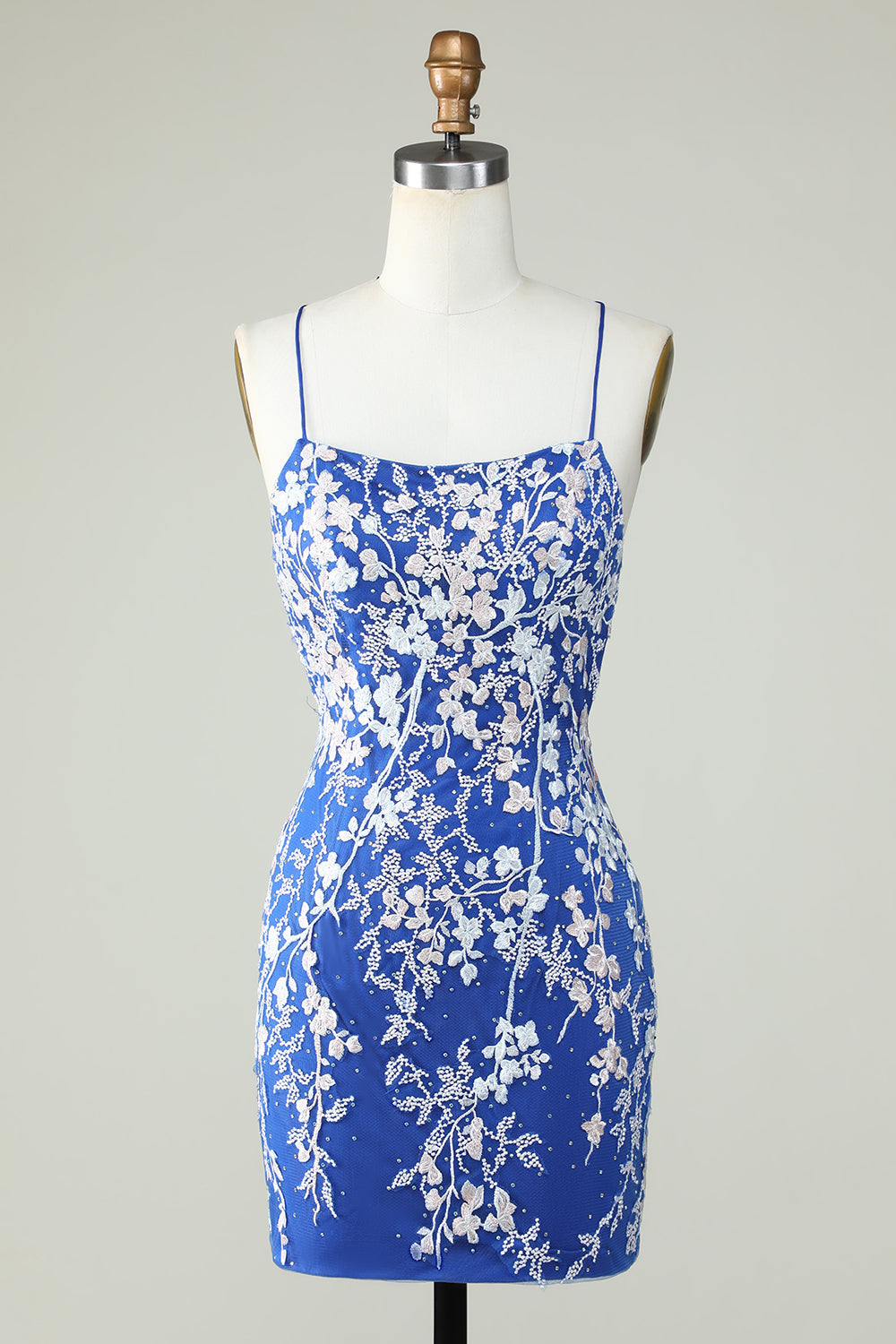 Dark Green Spaghetti Straps Bodycon Short Formal Dress With Appliques