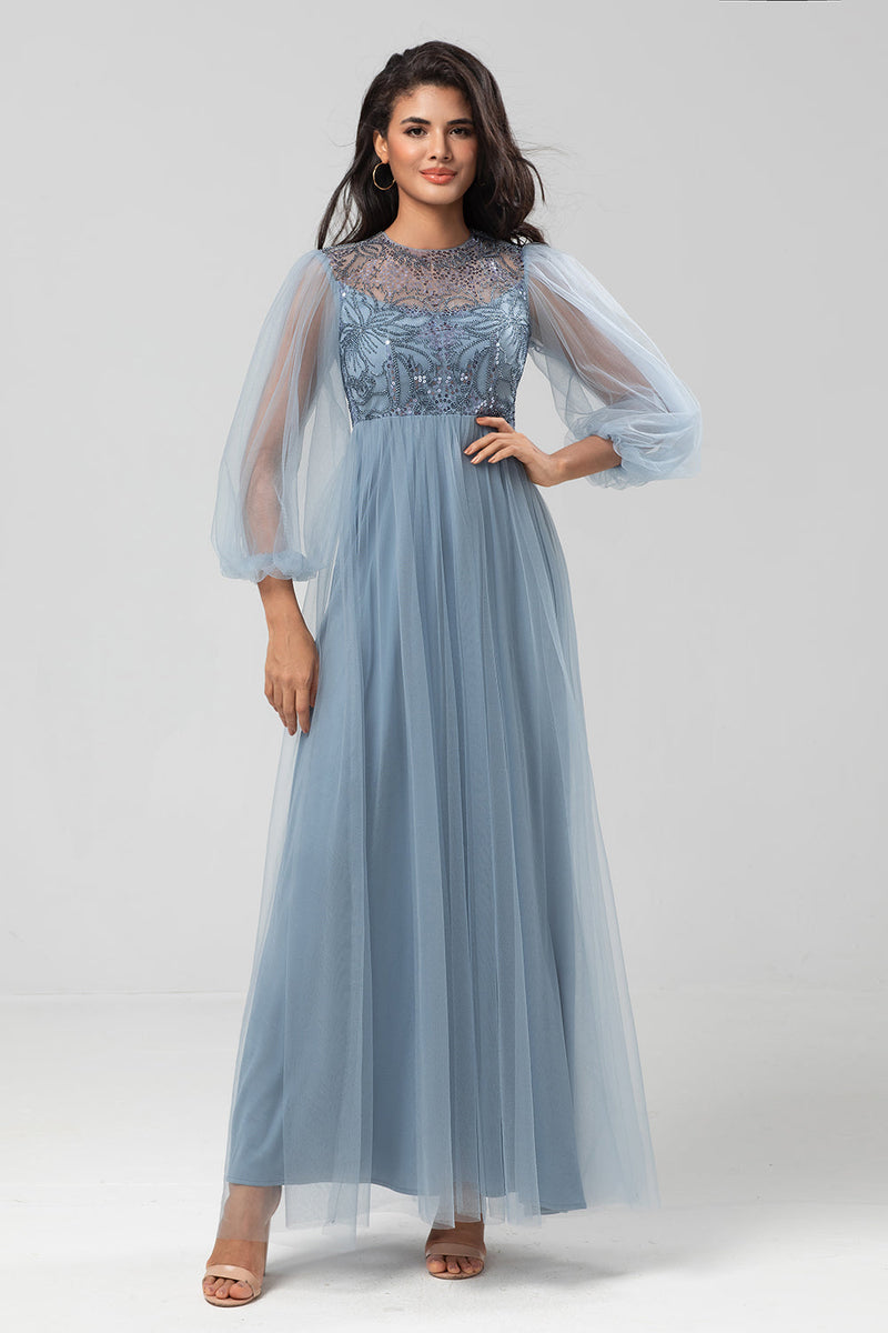Gray long sleeve bridesmaid outlet dress