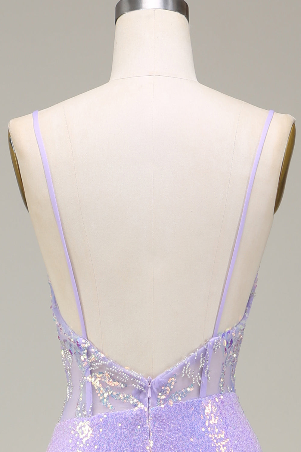 Sparkly Mermaid Light Purple Corset Formal Dress with Slit