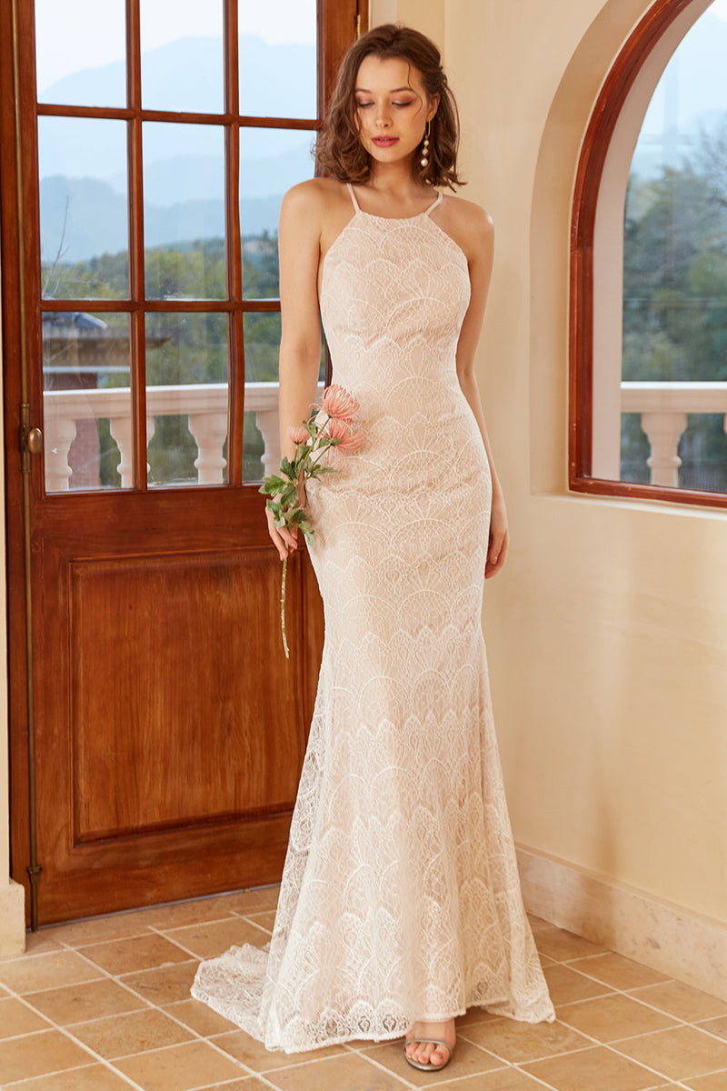 White halter top wedding on sale dress