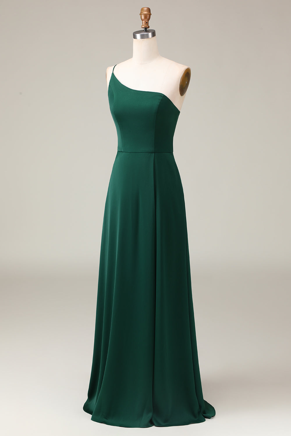 Black A-Line Chiffon One Shoulder Floor Length Bridesmaid Dress