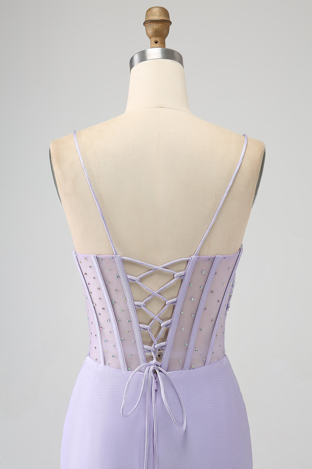 Glitter Lilac Corset Mermaid Long Formal Dress with Slit