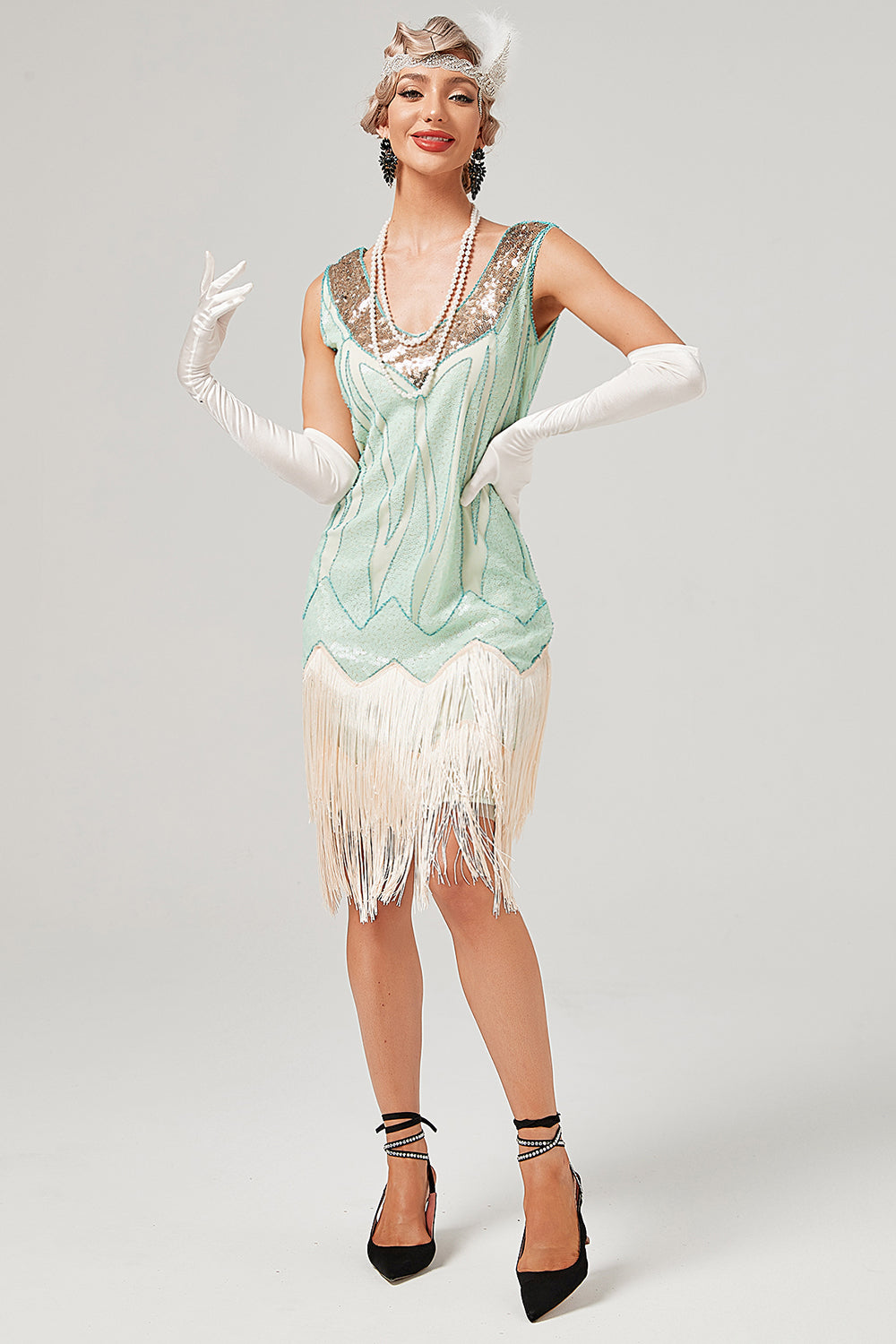 Sequins Green Short 1920s Party Dress