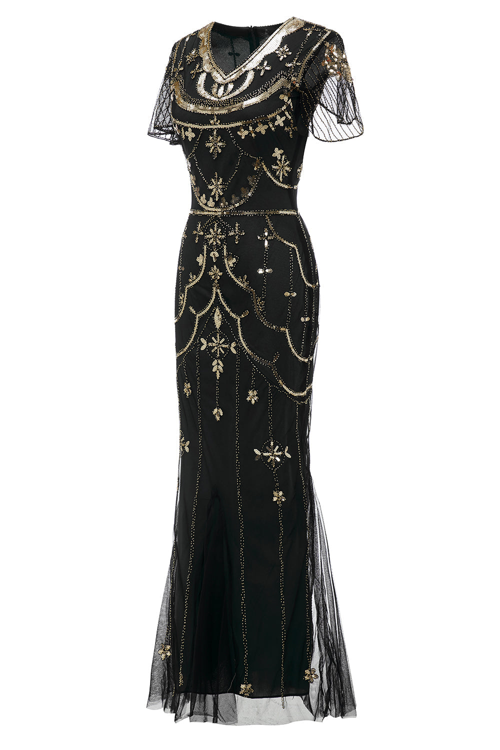 Sequins Black Long 1920s Dress