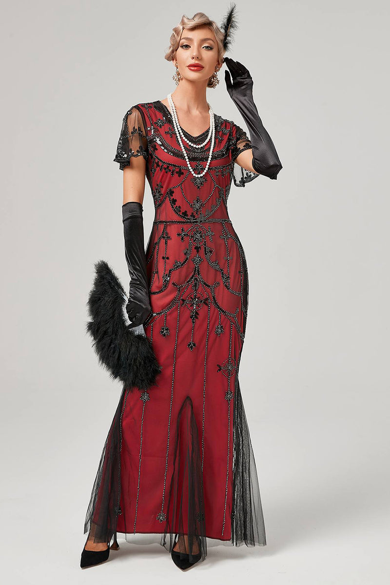 Red Long Sequins Mermaid 1920s Gatsby Dress