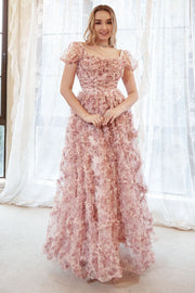 A Line Sweetheart Ivory Red Flower Plus Size Formal Dress