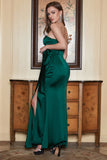 Sheath Sweetheart Dark Green Long Formal Dress with Split Front