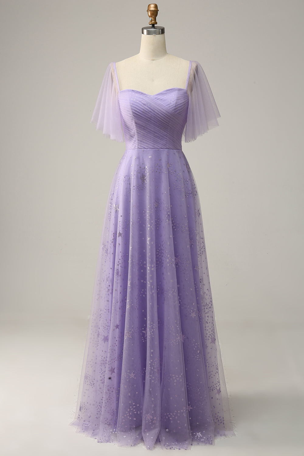 Off Shoulder Lavender Formal Dress with Ruffles