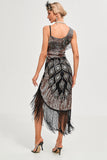 Champagne Spaghetti Straps Gatsby Fringed Flapper Dress