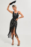Champagne Spaghetti Straps Gatsby Fringed Flapper Dress