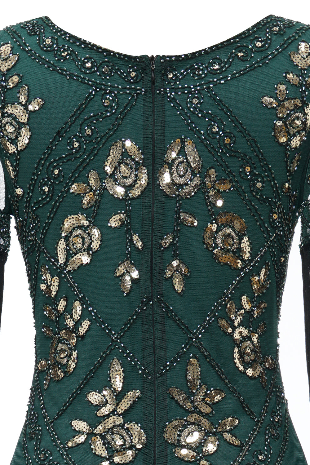 V Neck Black Long 1920s Flapper Dress with Sequins and Fringes