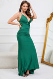 Mermaid Spaghetti Straps Dark Green Plus Size Formal Dress with Criss Cross Back
