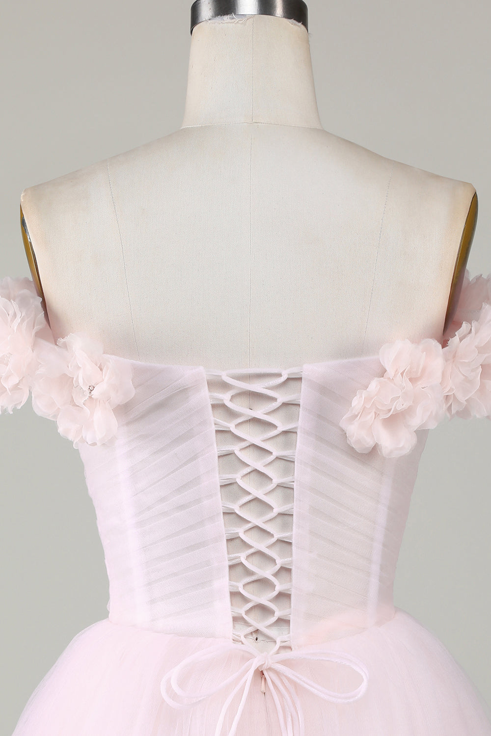 Cute A Line Off the Shoulder Pink Short Cocktail Dress with Flowers