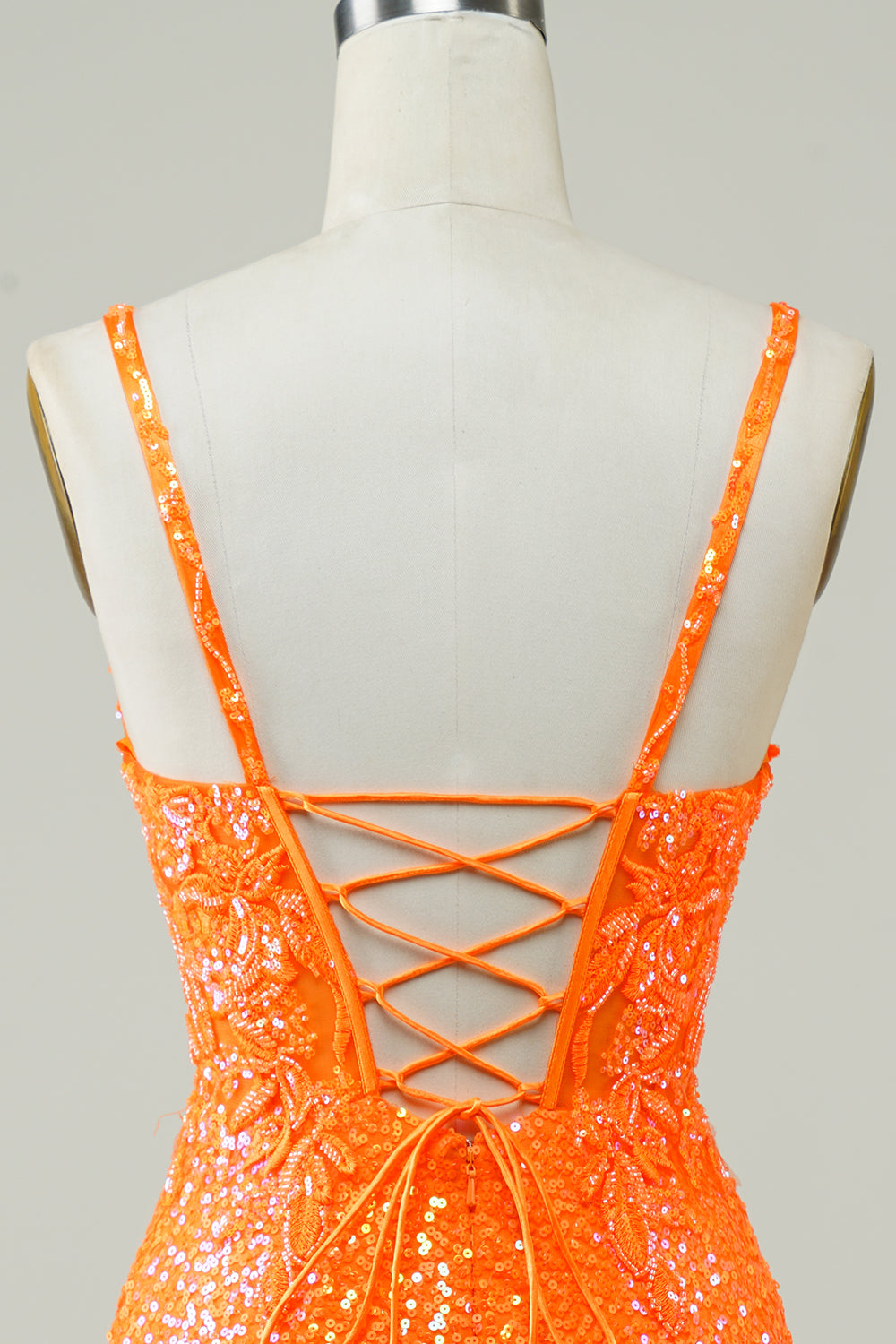 Glitter Orange Tight Short Formal Dress with Beading
