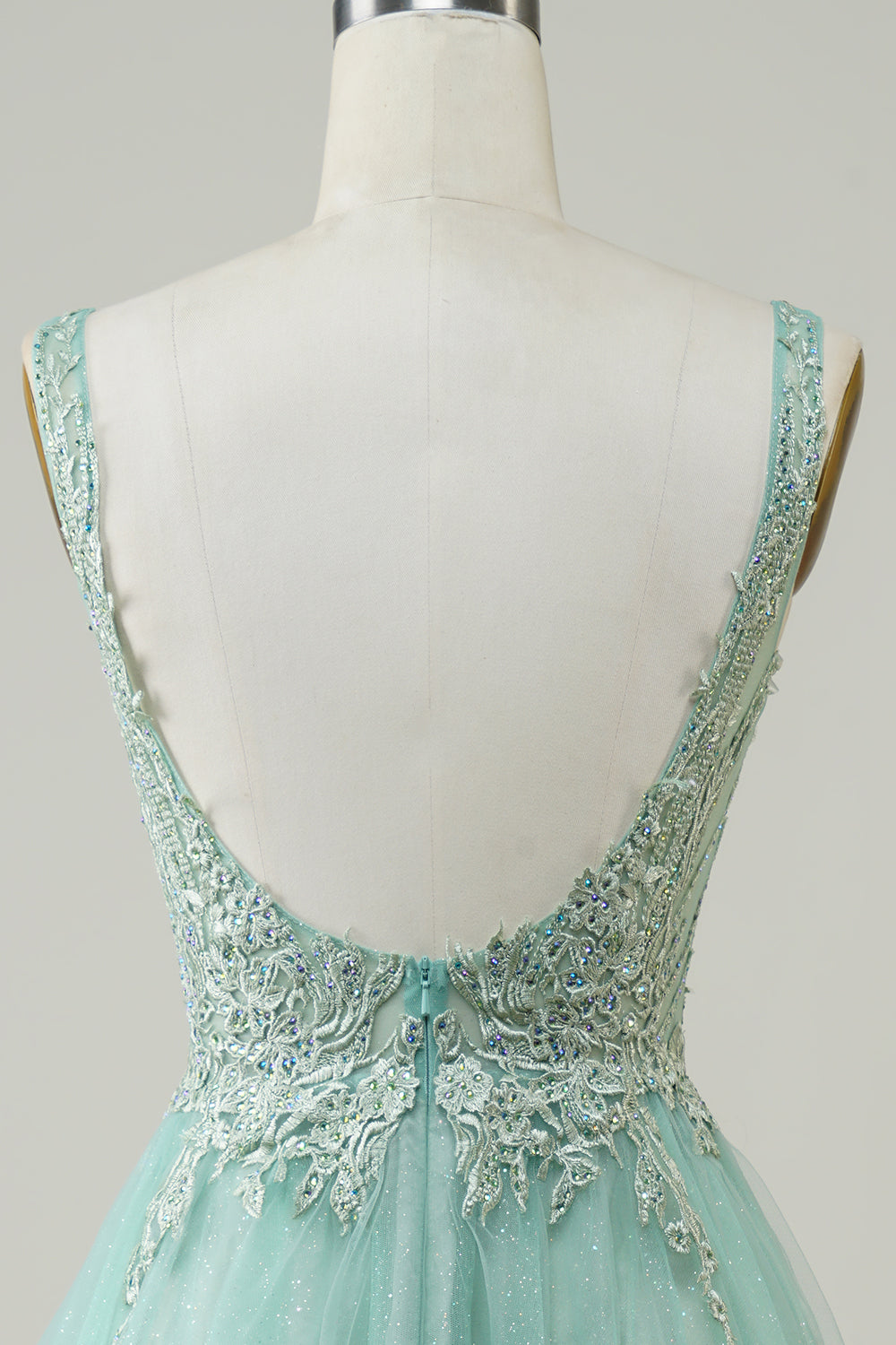 A Line Cute Green Short Formal Dress with Appliques