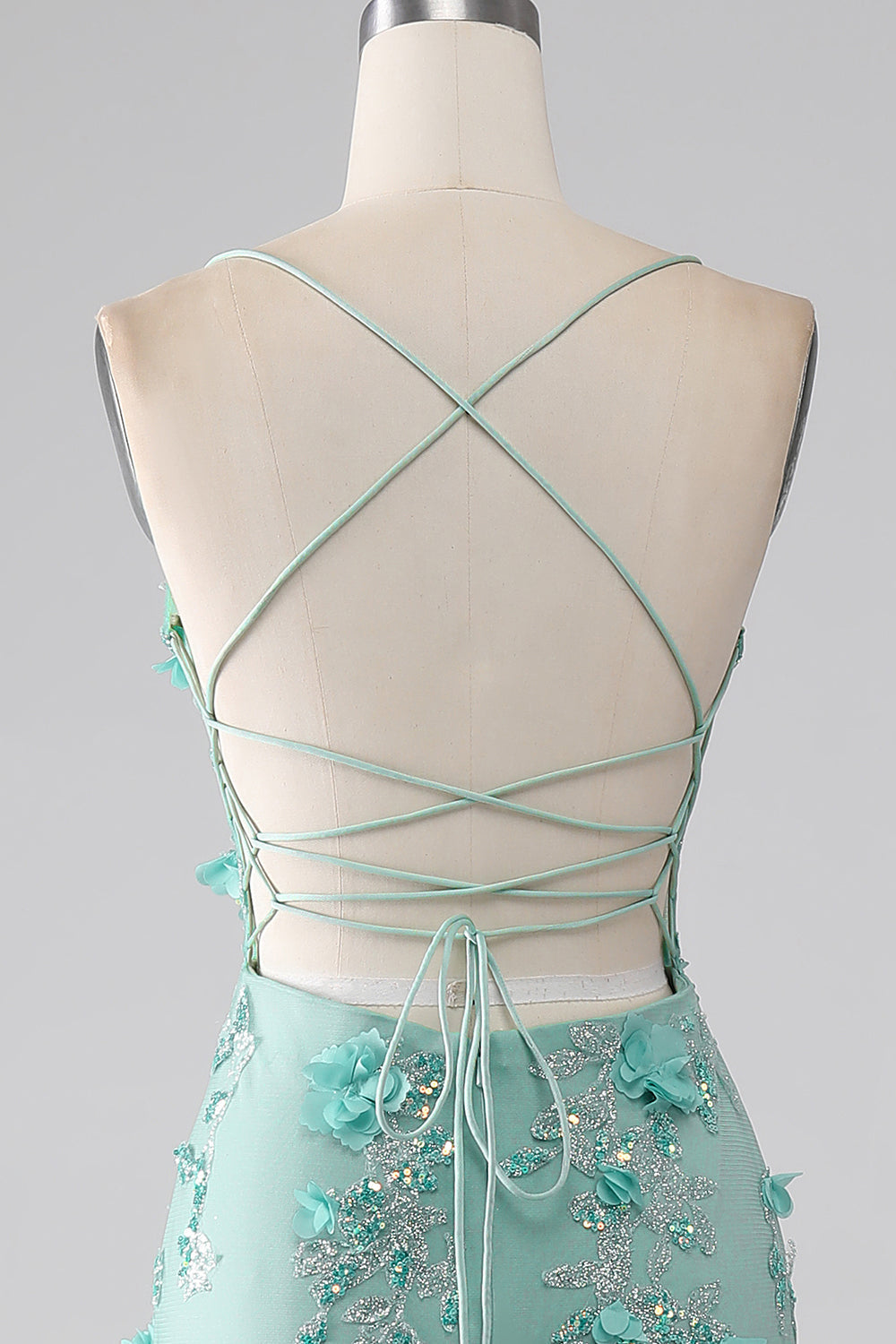 Green Mermaid Spaghetti Straps Long Formal Dress with Appliques