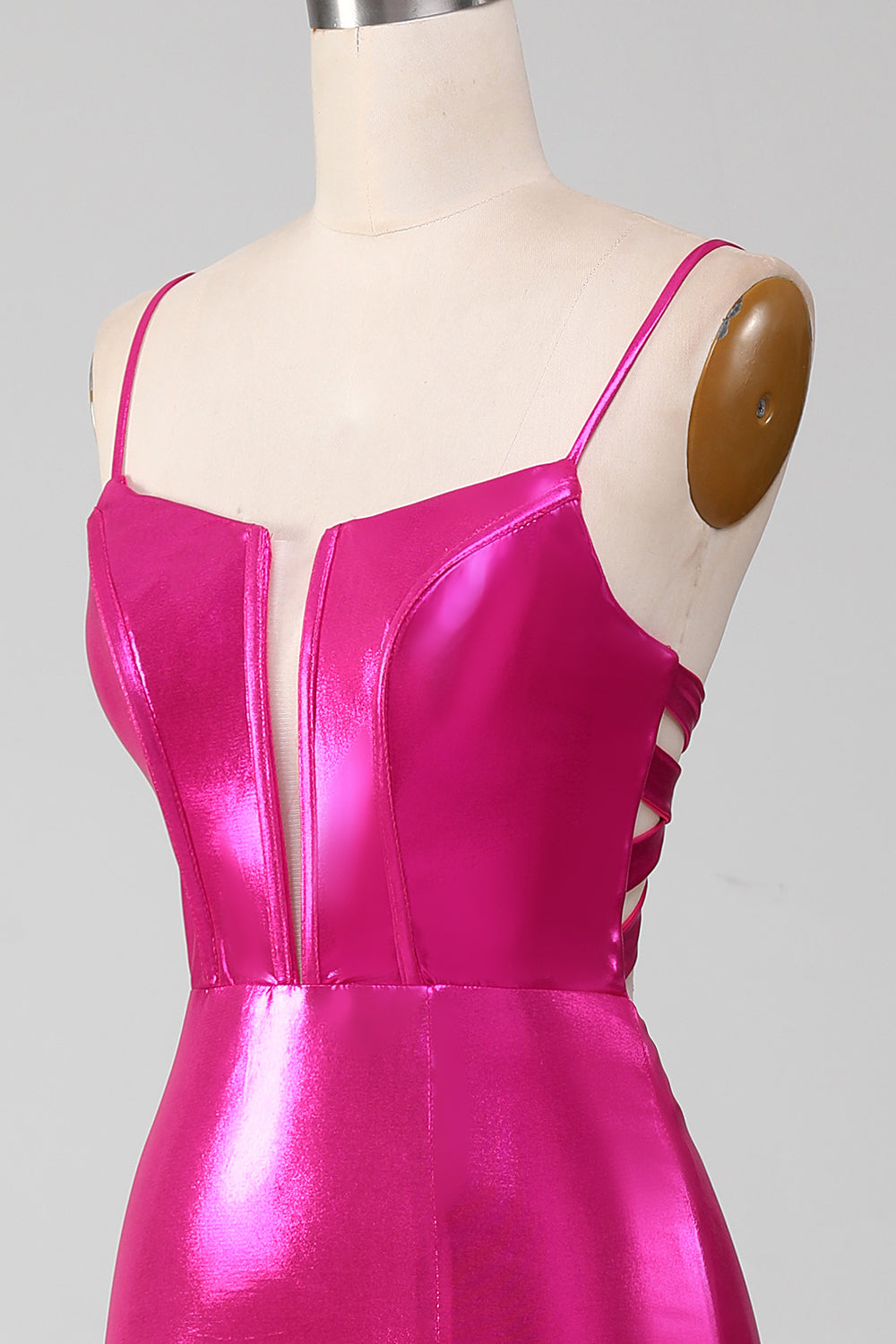 Sparkly Hot Pink Mermaid Simple Formal Dress With Slit