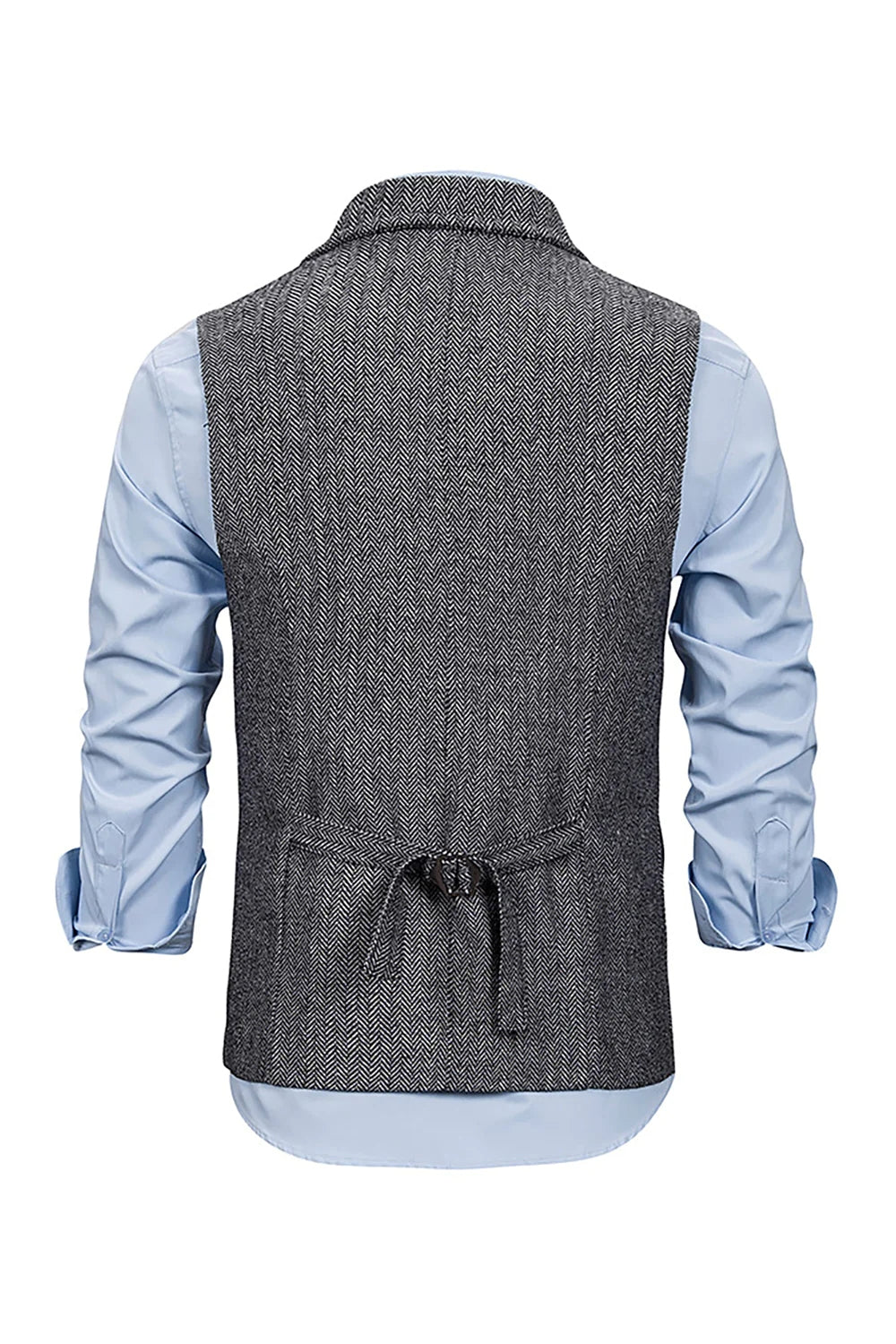 Grey Notched Lapel Men's Vest with Accessories Set