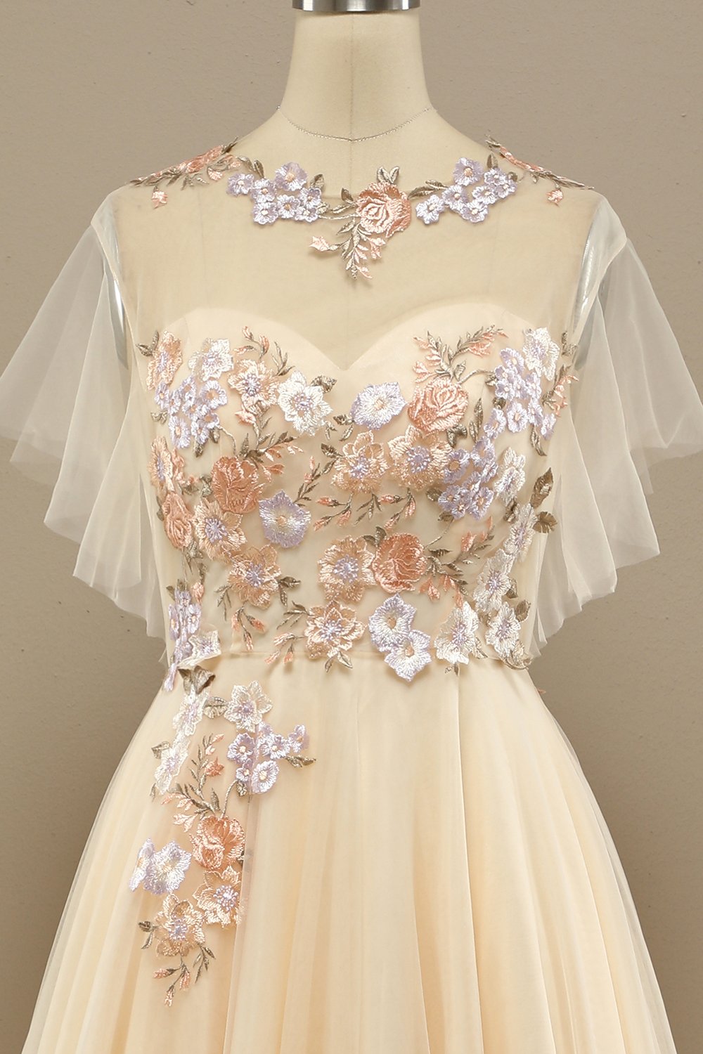 Yellow Long Formal Dress With Appliques