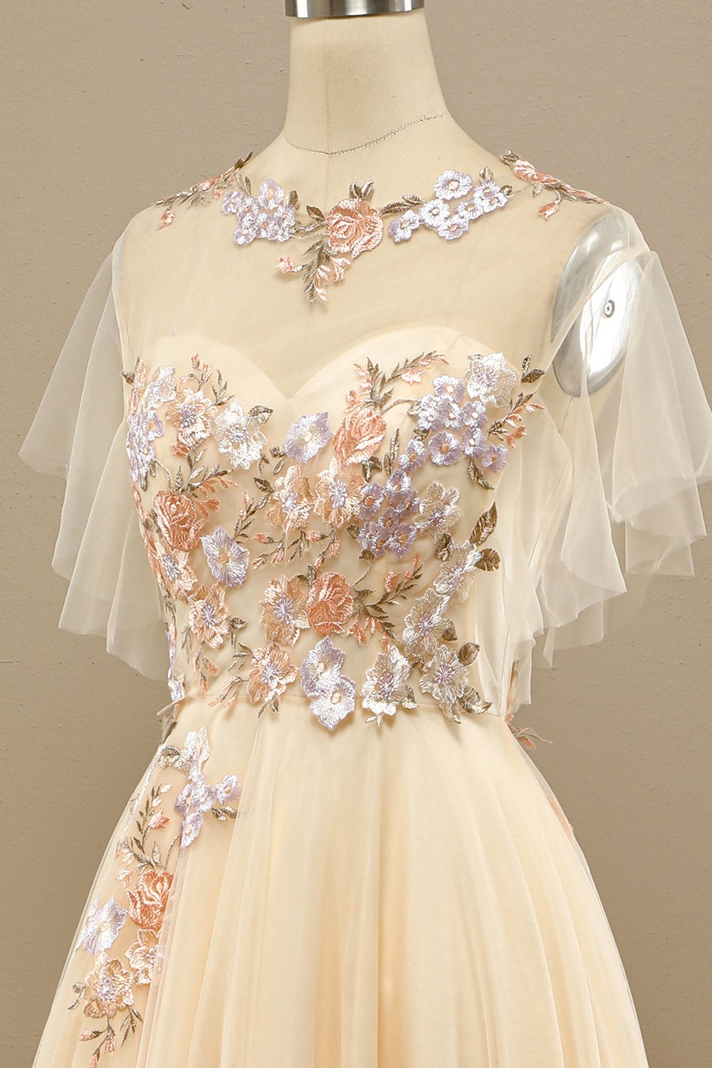 Yellow Long Formal Dress With Appliques