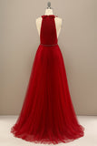 Red Pleated Long Chiffon Formal Dress