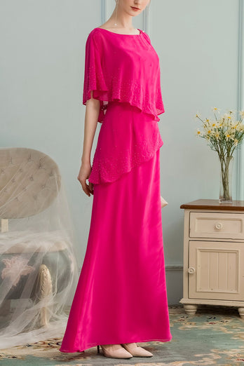 A-line Long Chiffon Mother Dress With Beading