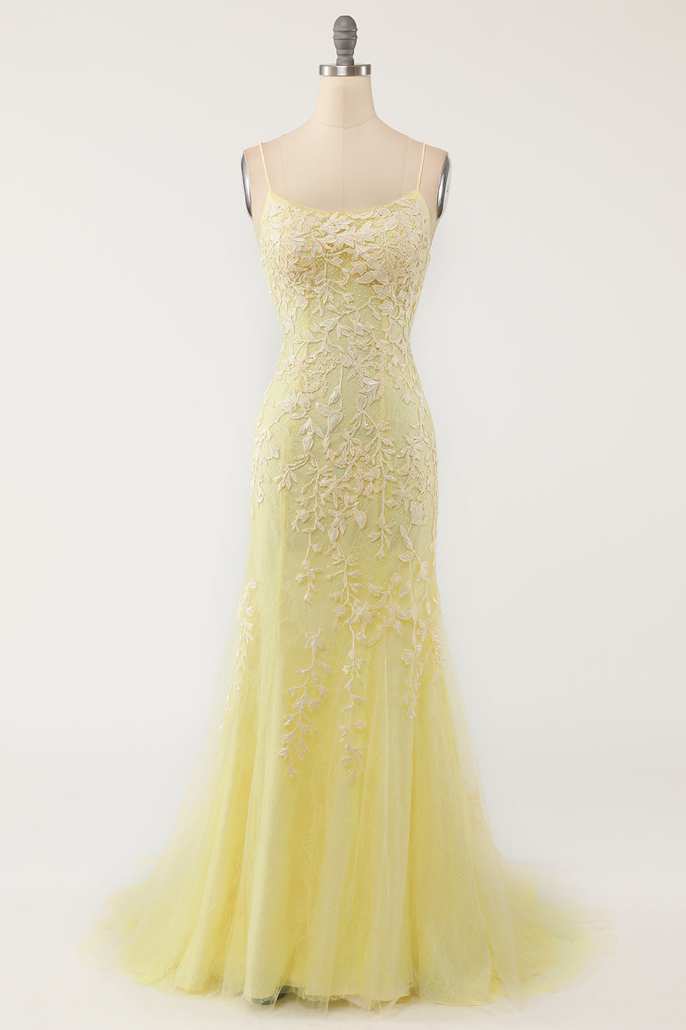 Mermaid Spaghetti Straps Light Pink Long Formal Dress with Appliques