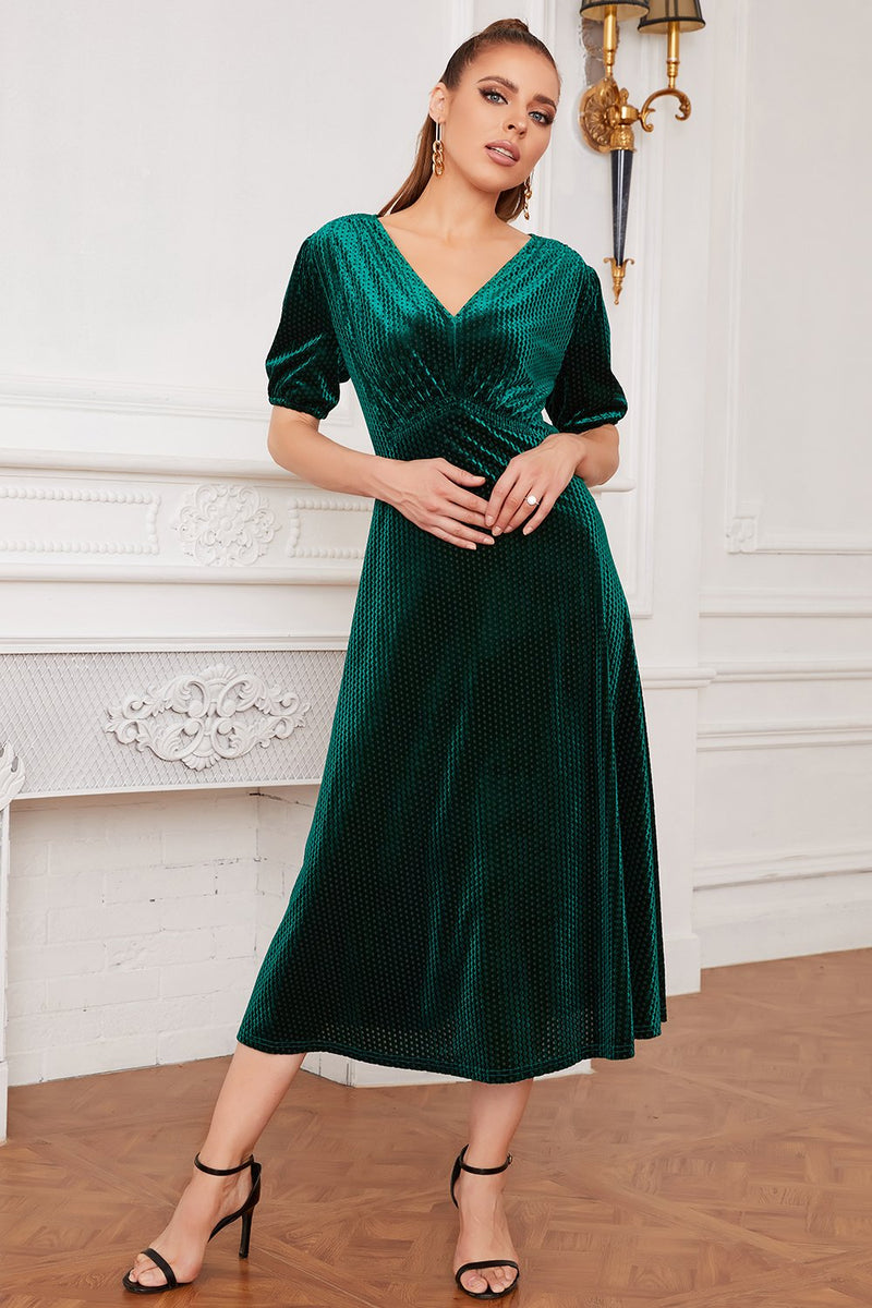 Green Velvet Party Dress