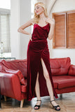 Red Velvet Evening Party Formal Dress