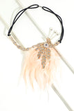 Black Beaded Feather Pearl 1920s Flapper Headband
