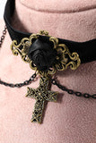 Black Halloween Cross Chain Choker