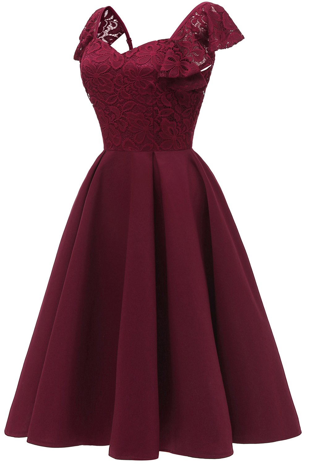 Sweetheart Burgundy Vintage Lace Party Dress