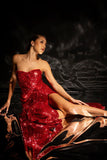 Red Mermaid Sequin Prom Dress